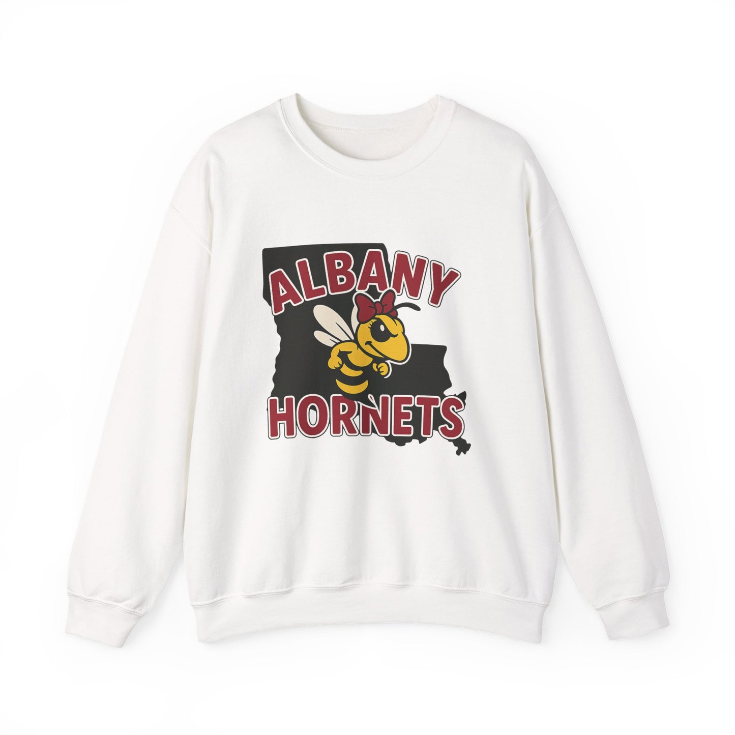Albany Hornets with bow adult Crewneck Sweatshirt, Unisex Apparel, School Spirit Wear, Gift for Students, Cozy Sweatshirt for School Events