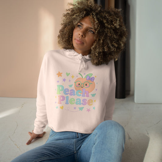Cute Peach Please Crop Hoodie for Trendy Teens and Young Adults