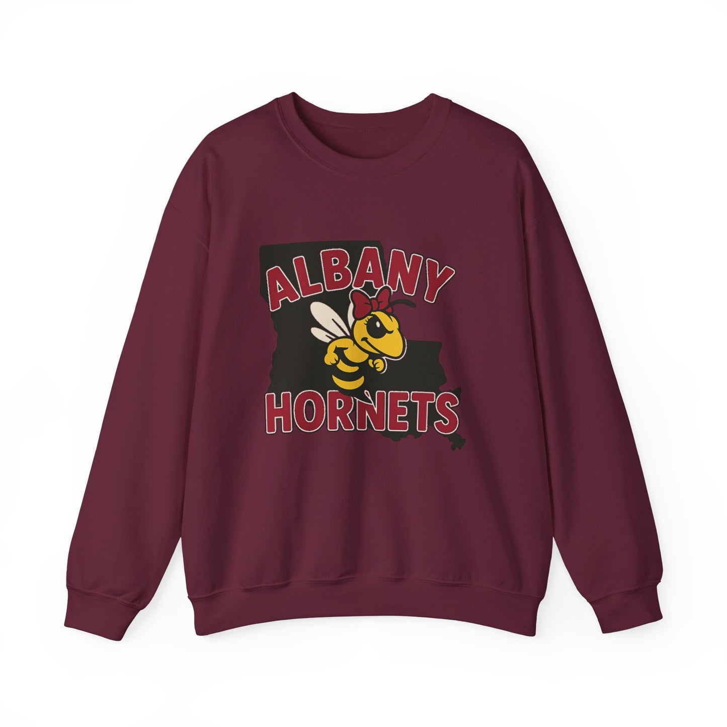 Albany Hornets with bow adult Crewneck Sweatshirt, Unisex Apparel, School Spirit Wear, Gift for Students, Cozy Sweatshirt for School Events