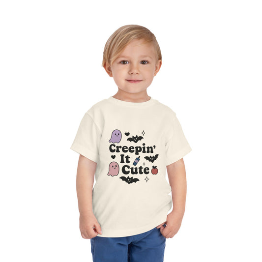 Adorable Halloween Toddler Tee, Creepin' It Cute Shirt, Halloween Costume, Kids Ghost T-Shirt, Toddler Spooky Shirts